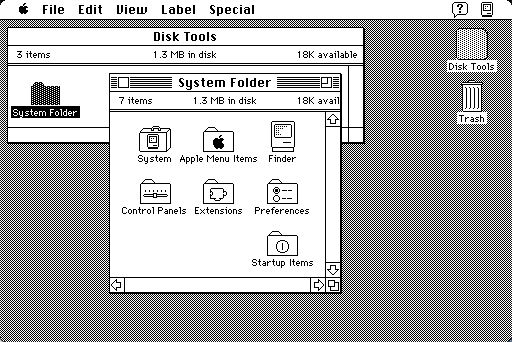 System folder, in exquisite miniature